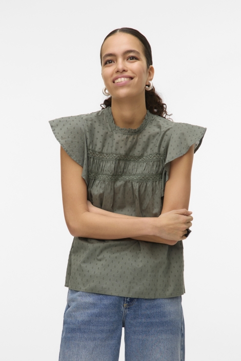Vero Moda vmtrine sl lace top wvn noos